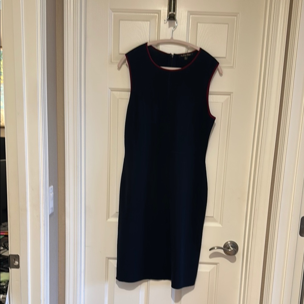 Brooks Brothers Blue Sheath Mini Dress Sleeveless Crew Neck